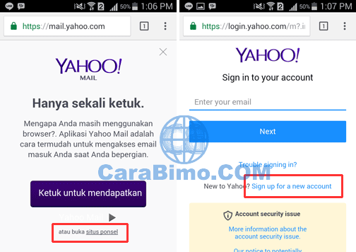 Dua Cara Daftar Akun Yahoo Baru Lewat Hp Android