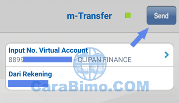 Masukan nomor virtual account clipan finance