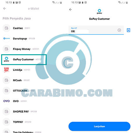 Pilih GoPay Customer